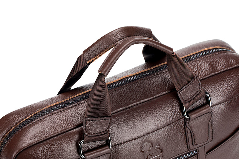 Men Leather Briefcase Large Capacity Business Laptop Messenger Bag Handbag Brown