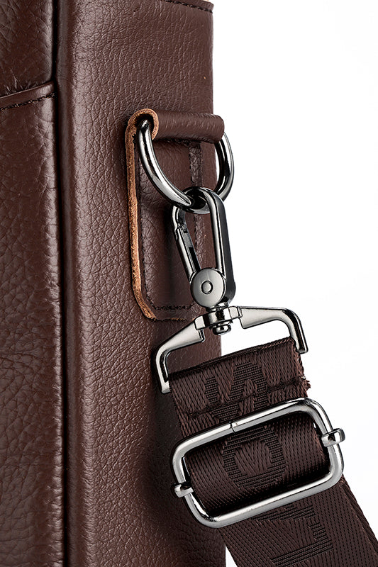 Men Leather Briefcase Large Capacity Business Laptop Messenger Bag Handbag Brown
