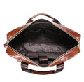 Men Leather Briefcase Vintage 16 Inch Laptop Messenger Rugged Shoulder Bag Brown