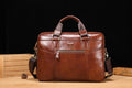 Men Leather Briefcase Vintage 16 Inch Laptop Messenger Rugged Shoulder Bag Brown 
