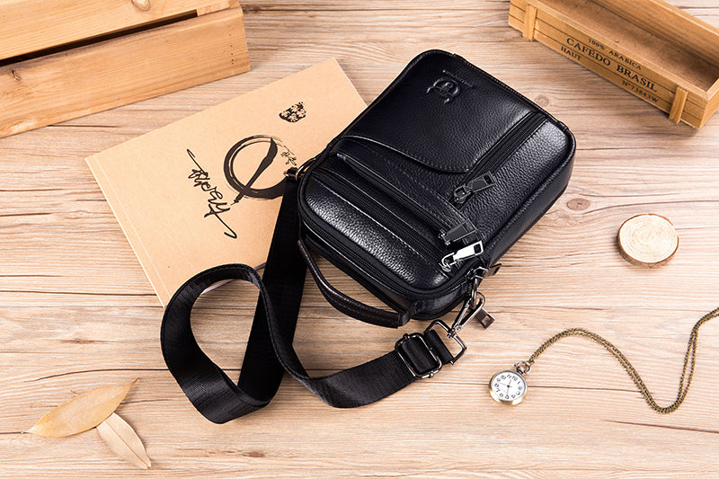 Men Leather Messenger Bag Shoulder Crossbody Small Vintage Handle Handbag