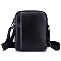 Men Leather Messenger Bag Work Business Casual Small Shoulder Bag Black