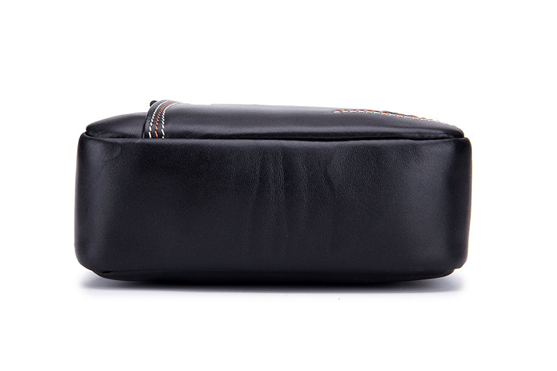 Men Leather Messenger Bag Work Business Casual Small Shoulder Bag Black