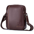Men Leather Messenger Bag Work Business Casual Small Shoulder Bag Coffee