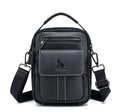 Men Leather Purse Small Messenger Bag Zipper Crossbody Shoulder Bag Black