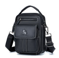 Men Leather Purse Small Messenger Bag Zipper Crossbody Shoulder Bag Black