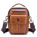 Men's Leather Purse Small Messenger Bag Zipper Crossbody Shoulder Bag Brown