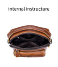 Men Leather Purse Small Messenger Bag Zipper Crossbody Shoulder Bag Brown