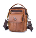 Men Leather Purse Small Messenger Bag Zipper Crossbody Shoulder Bag Brown