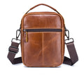 Men Leather Purse Small Messenger Bag Zipper Crossbody Shoulder Bag Brown