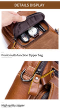 Men Leather Purse Small Messenger Bag Zipper Crossbody Shoulder Bag Brown