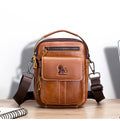 Men Leather Purse Small Messenger Bag Zipper Crossbody Shoulder Bag Brown