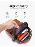 Men Leather Purse Small Messenger Bag Zipper Crossbody Shoulder Bag Brown