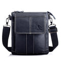 Men's Leather Shoulder Bag Messenger Crossbody Travel Pack Bag Black