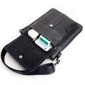 Men Leather Shoulder Bag Messenger Crossbody Travel Pack Bag Black