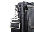 Men Leather Shoulder Bag Messenger Crossbody Travel Pack Bag Black
