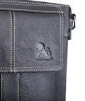 Men Leather Shoulder Bag Messenger Crossbody Travel Pack Bag Black