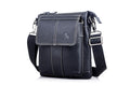 Men Leather Shoulder Bag Messenger Crossbody Travel Pack Bag Black