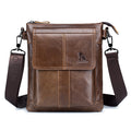 Men Leather Shoulder Bag Messenger Crossbody Travel Pack Bag Brown