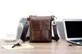 Men Leather Shoulder Bag Messenger Crossbody Travel Pack Bag Brown