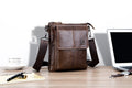 Men Leather Shoulder Bag Messenger Crossbody Travel Pack Bag Brown