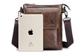 Men Leather Shoulder Bag Messenger Crossbody Travel Pack Bag Brown