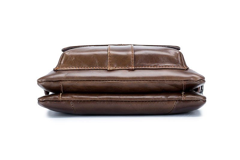 Men Leather Shoulder Bag Messenger Crossbody Travel Pack Bag Brown