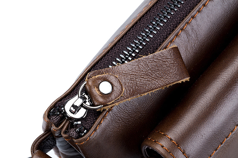 Men Leather Shoulder Bag Messenger Crossbody Travel Pack Bag Brown