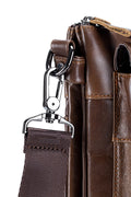 Men Leather Shoulder Bag Messenger Crossbody Travel Pack Bag Brown