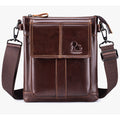 Men Leather Shoulder Bag Messenger Crossbody Travel Pack Bag Coffee