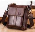 Men Leather Shoulder Bag Messenger Crossbody Travel Pack Bag Coffee
