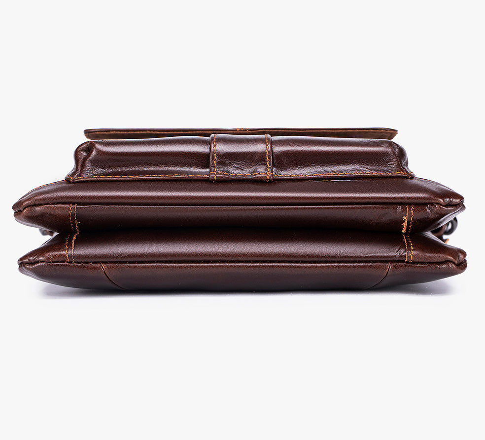 Men Leather Shoulder Bag Messenger Crossbody Travel Pack Bag Coffee
