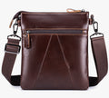 Men Leather Shoulder Bag Messenger Crossbody Travel Pack Bag Coffee