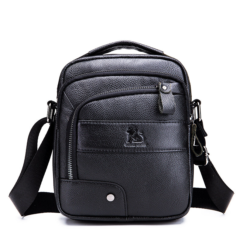 Men Leather Shoulder Bag Messenger Pack Bag Crossbody Bussiness Bag Black
