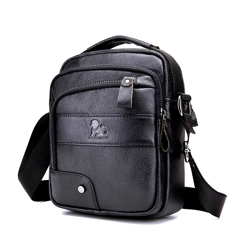 Men Leather Shoulder Bag Messenger Pack Bag Crossbody Bussiness Bag Black