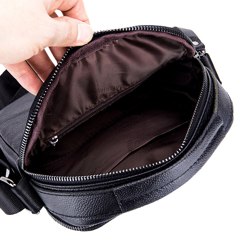 Men Leather Shoulder Bag Messenger Pack Bag Crossbody Bussiness Bag Black