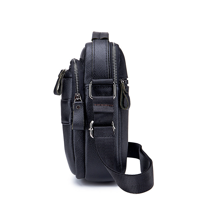 Men Leather Shoulder Bag Messenger Pack Bag Crossbody Bussiness Bag Black