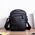 Men Leather Shoulder Bag Messenger Pack Bag Crossbody Bussiness Bag Black