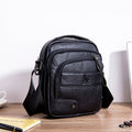 Men Leather Shoulder Bag Messenger Pack Bag Crossbody Bussiness Bag Black