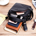 Men Leather Shoulder Bag Messenger Pack Bag Crossbody Bussiness Bag Black
