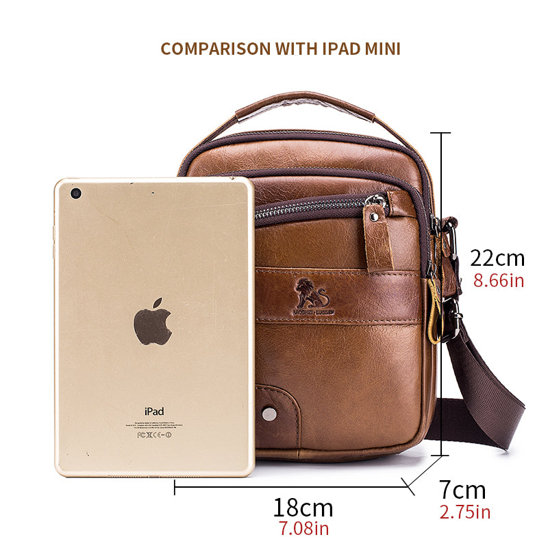 Men Leather Shoulder Bag Messenger Pack Bag Crossbody Bussiness Bag Brown