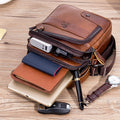 Men Leather Shoulder Bag Messenger Pack Bag Crossbody Bussiness Bag Brown