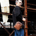 Men Leather Shoulder Bag Messenger Pack Bag Crossbody Bussiness Bag Brown