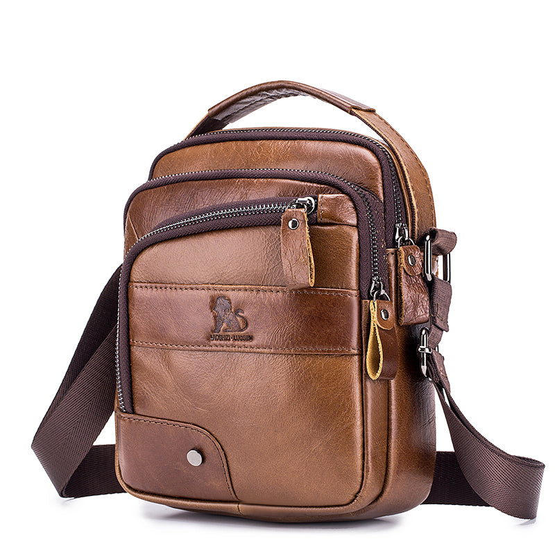 Men Leather Shoulder Bag Messenger Pack Bag Crossbody Bussiness Bag Brown