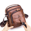 Men Leather Shoulder Bag Messenger Pack Bag Crossbody Bussiness Bag Brown