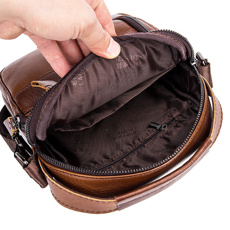 Men Leather Shoulder Bag Messenger Pack Bag Crossbody Bussiness Bag Brown