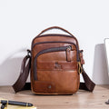 Men Leather Shoulder Bag Messenger Pack Bag Crossbody Bussiness Bag Brown
