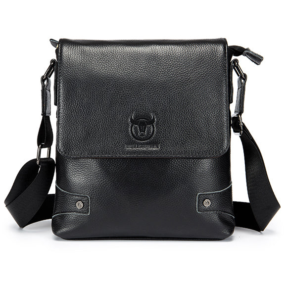 Men Leather Shoulder Bags Retro Small Messenger Satchel Travel Bag Black