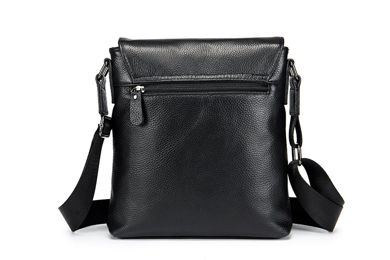 Men Leather Shoulder Bags Retro Small Messenger Satchel Travel Bag Black
