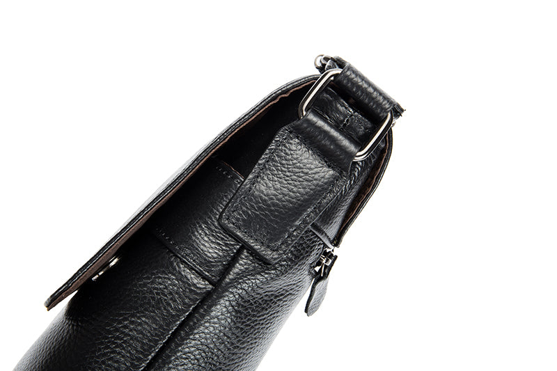 Men Leather Shoulder Bags Retro Small Messenger Satchel Travel Bag Black